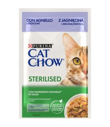 CAT CHOW POUCH ADULT STERILISED CORDERO 85GR