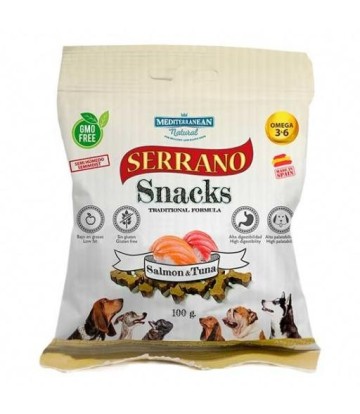 MDT SERRANO SNACK PERROS SALMON Y ATUN 100GR