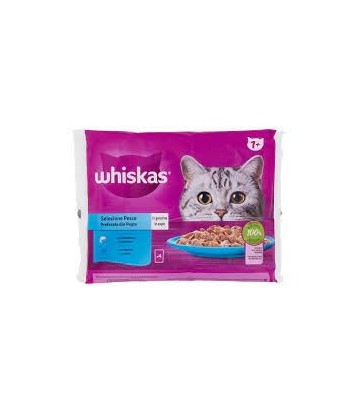 WHISKAS SELECCION PESCADO GELATINA 4X85GR