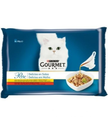 PURINA GOURMET PERLE POLLO Y BUEY EN SALSA 4X85GR