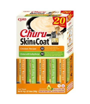 CHURU CAJA SKIN & COAT POLLO Y SCALOPE 20X14GR