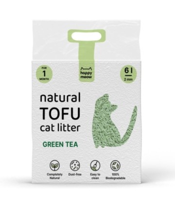 HAPPY MEOW ARENA DE TOFU GATOS TE VERDE 6L