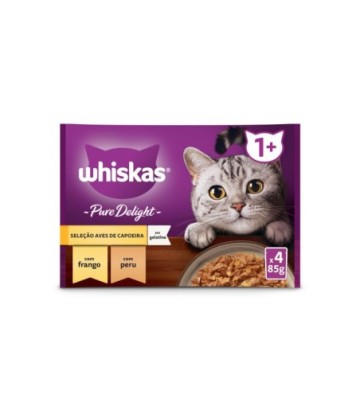 WHISKAS PURE DELIGHT SELECCION AVES GELATINA 4X85G