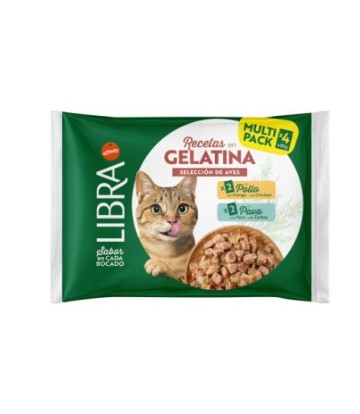LIBRA CAT WET  JELATINA POLLO Y PAVO 4X85GR